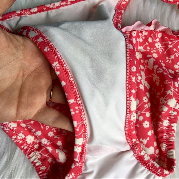 NWT J Crew bikini bottom pink white ruffle S - Picture 7 of 7
